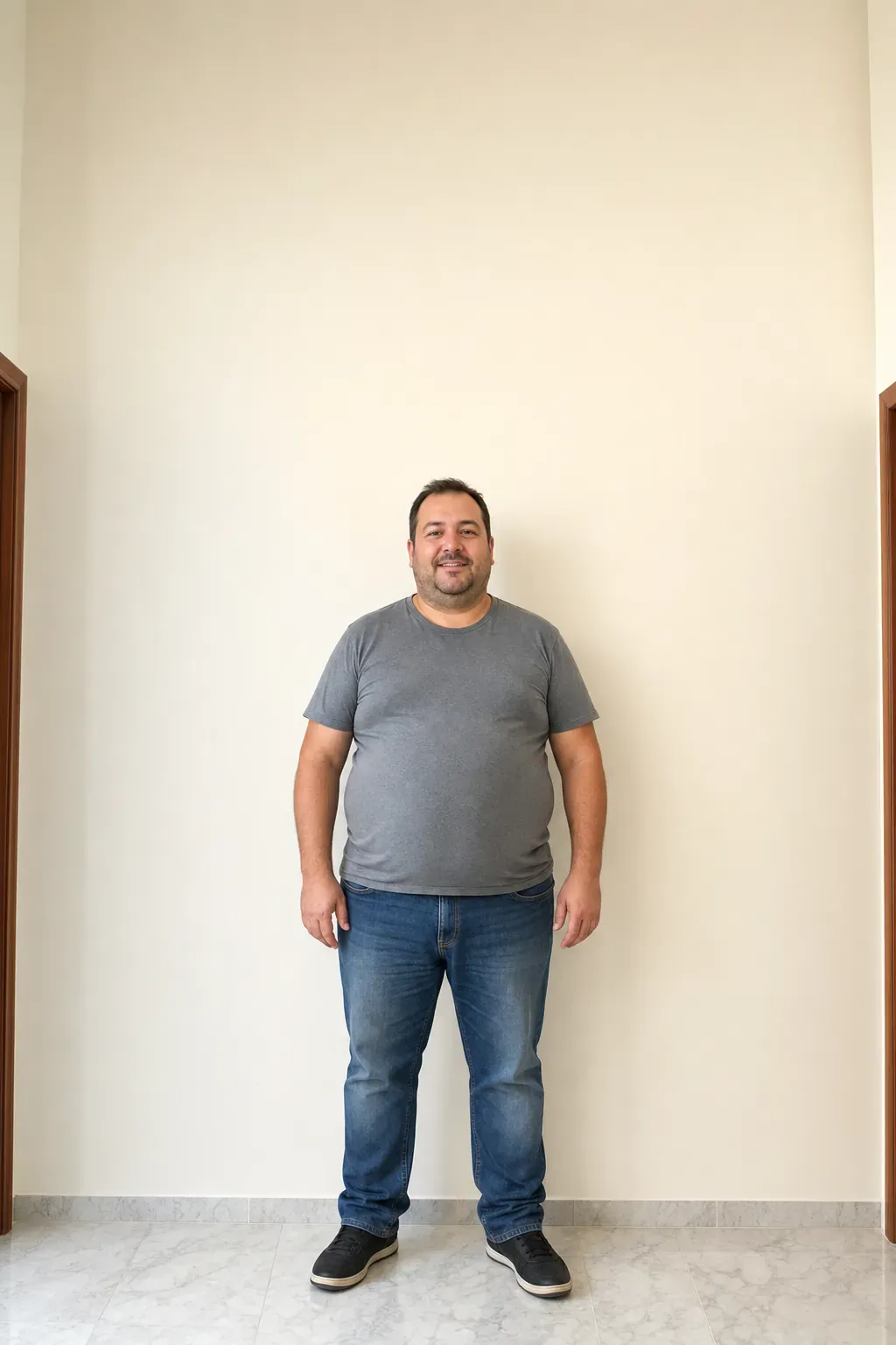 Recreación fotográfica: el cuerpo el día 1 del programa de control de peso